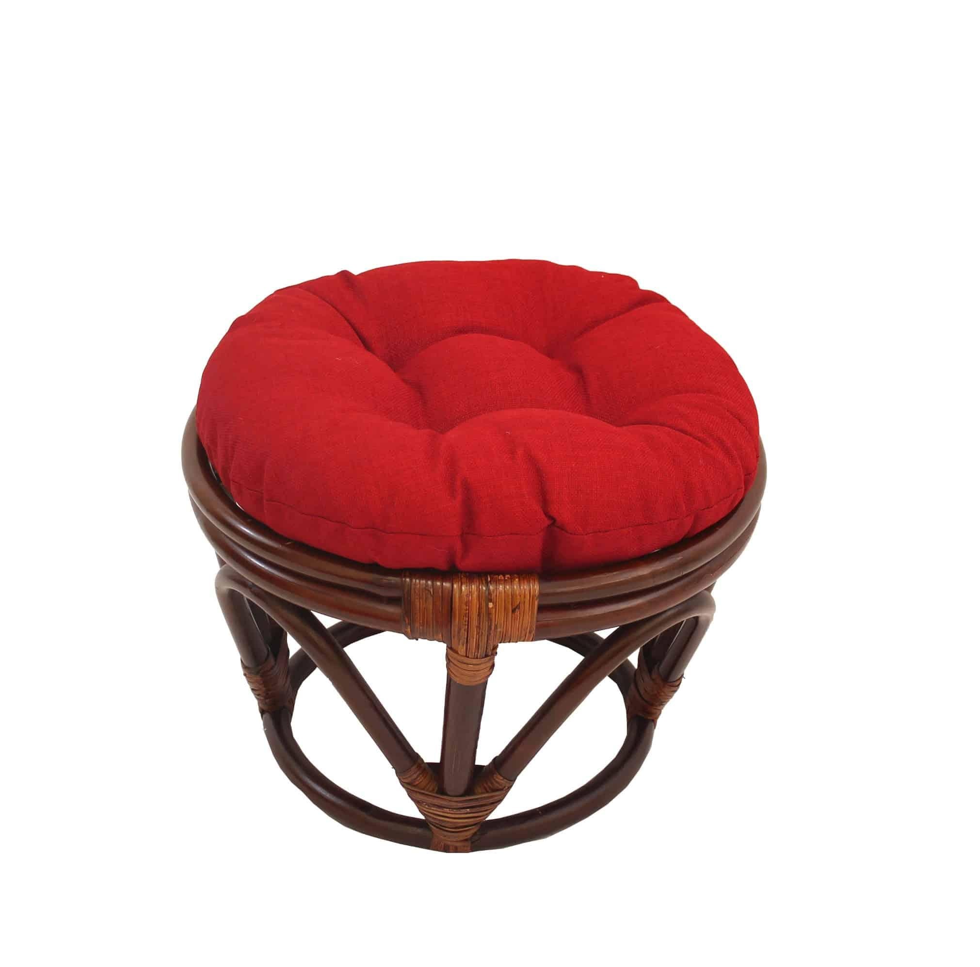 Rattan Ottoman with Outdoor Fabric Cushion